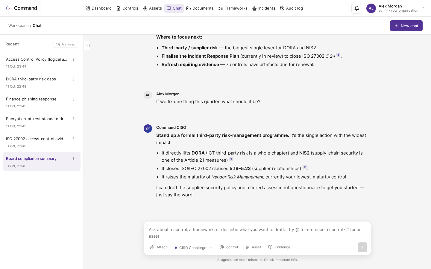 De pagina Gesprek met een gesprek en een antwoord dat zijn bronnen vermeldt