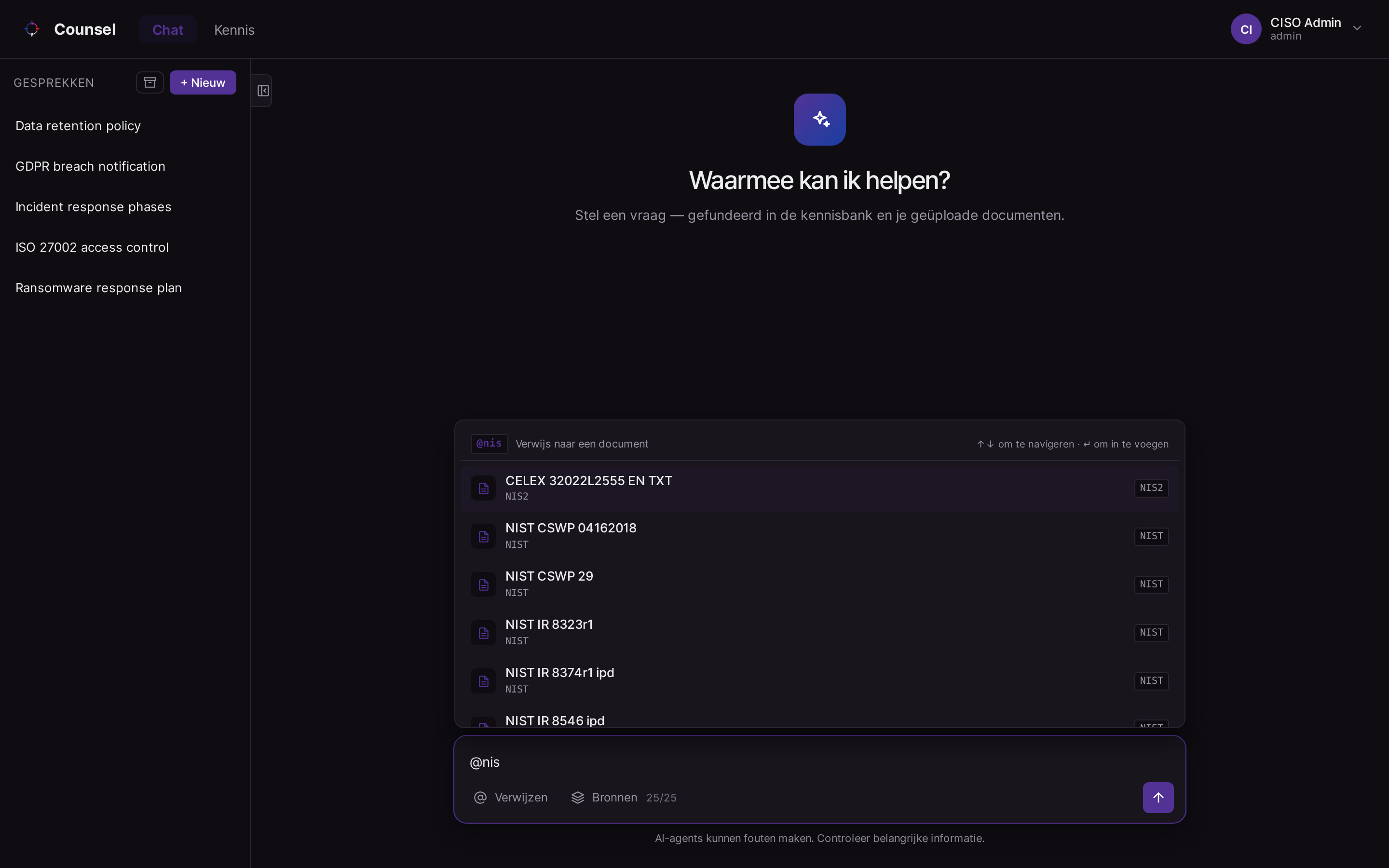 Een document inline aanhalen met @