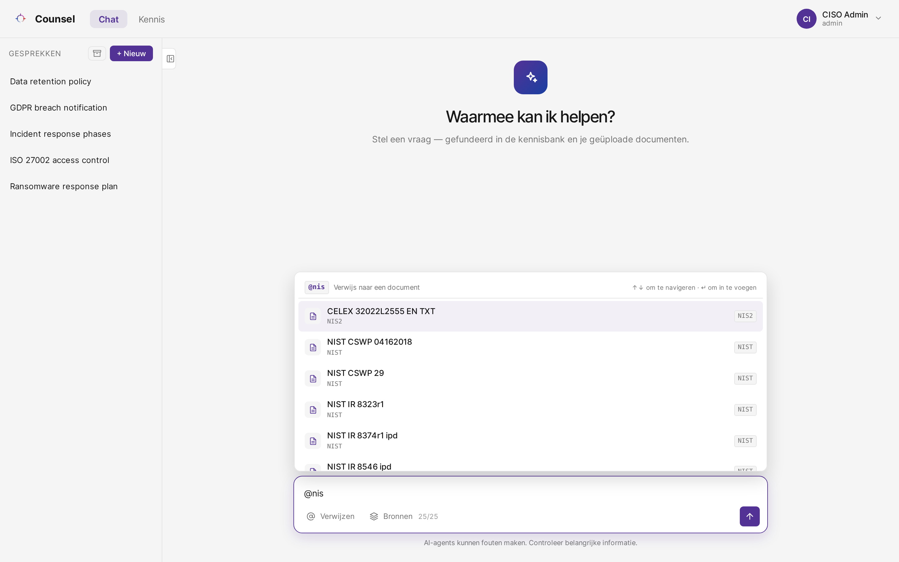Een document inline aanhalen met @